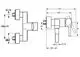 HANSAVANTIS Einhebelmischer mit zwei Anschlüssen, seitlichem Hebel und einer quadratischen Form, abgebildet in technischem Diagramm mit Maßangaben.
